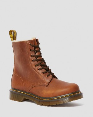 Dr. Martens 1460 Faux Fur Lined Lace Up Boots Marrom | SN-DM84198