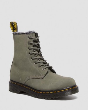 Dr. Martens 1460 Serena Faux Fur Lined Nubuck Lace Up Boots Cinzentas | SN-DM84193