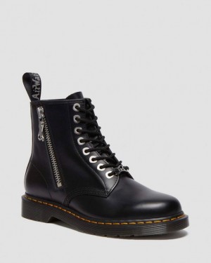 Dr. Martens 1460 Zip Smooth Leather Lace Up Boots Pretas | SN-DM84264