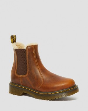 Dr. Martens 2976 Faux Fur Lined Chelsea Boots Marrom | SN-DM84440