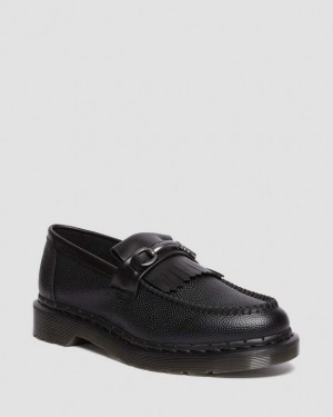 Dr. Martens Adrian Snaffle Pebble Grain Leather Kiltie Loafers Pretas | SN-DM84481