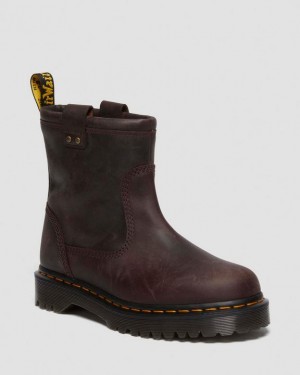 Dr. Martens Anistone Lo Leather Biker Boots Marrom Escuro | SN-DM84317