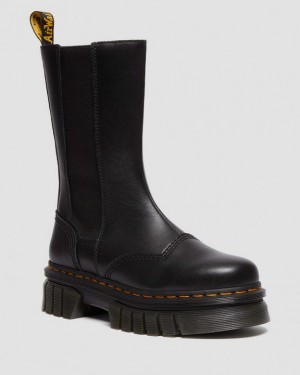 Dr. Martens Audrick Tall Nappa Leather Platform Chelsea Boots Pretas | SN-DM84339