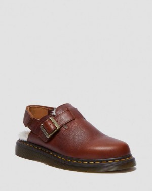 Dr. Martens Jorge II Ambassador Faux Fur Lined Slingback Mules Marrom | SN-DM85085
