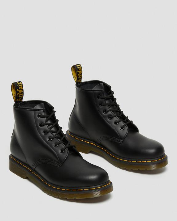 Dr. Martens 101 Yellow Stitch Smooth Leather Ankle Boots Pretas | SN-DM84851