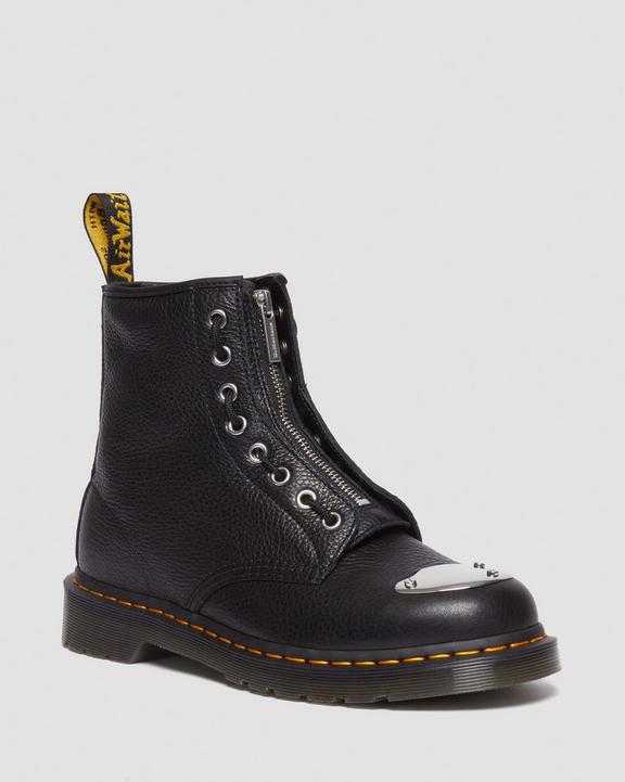Dr. Martens 1460 Toe Plate Lunar Leather Jungle Zip Boots Pretas | SN-DM84864