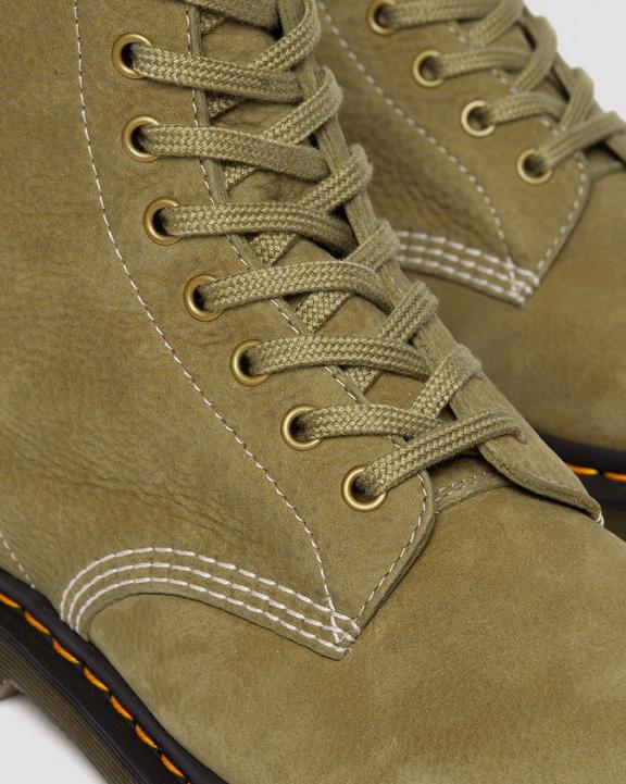 Dr. Martens 1460 Tumbled Nubuck Leather Lace Up Boots Verde Oliva | SN-DM84872
