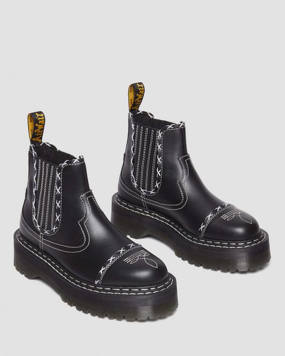 Dr. Martens 2976 Gothic Americana Leather Platform Chelsea Boots Pretas | SN-DM85115