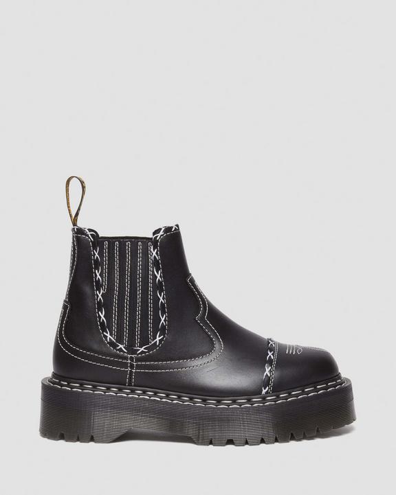Dr. Martens 2976 Gothic Americana Leather Platform Chelsea Boots Pretas | SN-DM85115
