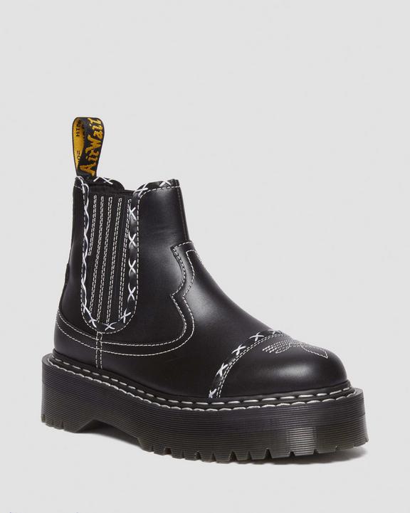 Dr. Martens 2976 Gothic Americana Leather Platform Chelsea Boots Pretas | SN-DM85115