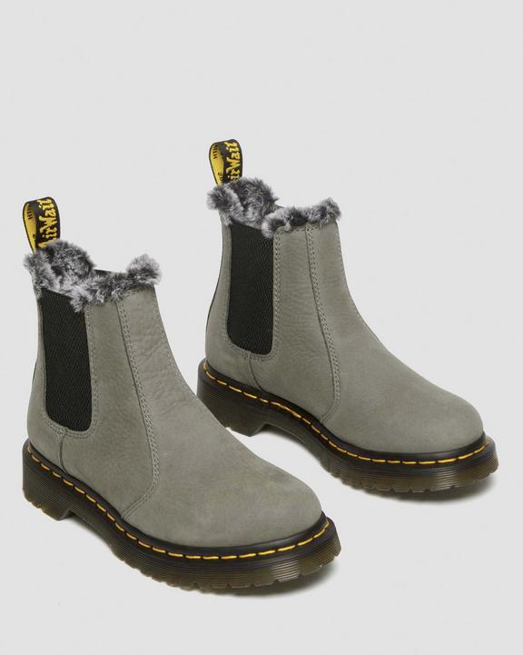 Dr. Martens 2976 Leonore Faux Fur Lined Nubuck Chelsea Boots Cinzentas | SN-DM84328