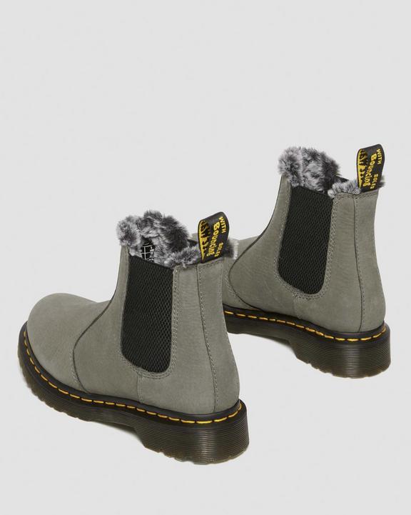Dr. Martens 2976 Leonore Faux Fur Lined Nubuck Chelsea Boots Cinzentas | SN-DM84328