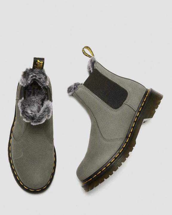 Dr. Martens 2976 Leonore Faux Fur Lined Nubuck Chelsea Boots Cinzentas | SN-DM84328