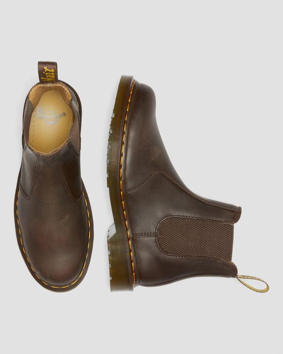 Dr. Martens 2976 Yellow Stitch Crazy Horse Leather Chelsea Boots Marrom Escuro | SN-DM84171