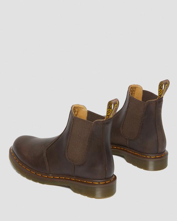 Dr. Martens 2976 Yellow Stitch Crazy Horse Leather Chelsea Boots Marrom Escuro | SN-DM84171