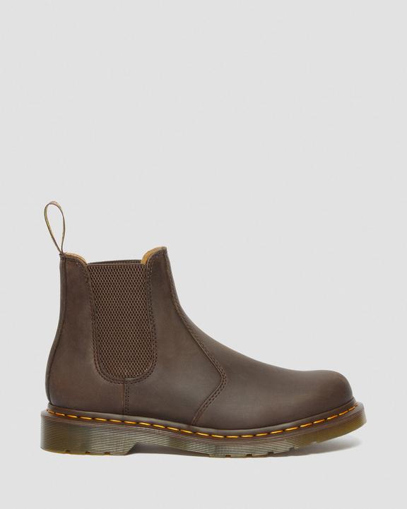 Dr. Martens 2976 Yellow Stitch Crazy Horse Leather Chelsea Boots Marrom Escuro | SN-DM84171