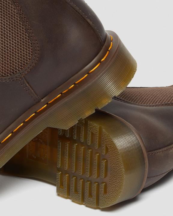 Dr. Martens 2976 Yellow Stitch Crazy Horse Leather Chelsea Boots Marrom Escuro | SN-DM84171