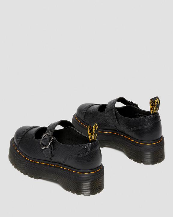 Dr. Martens Addina Flower Buckle Leather Platform Shoes Pretas | SN-DM84741