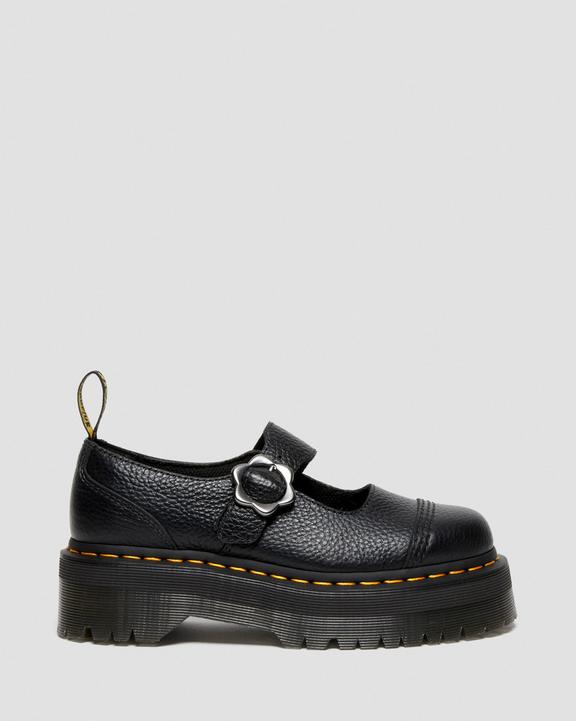 Dr. Martens Addina Flower Buckle Leather Platform Shoes Pretas | SN-DM84741