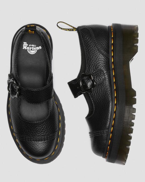Dr. Martens Addina Flower Buckle Leather Platform Shoes Pretas | SN-DM84741