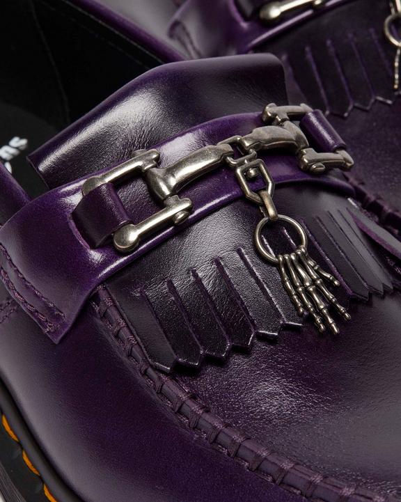 Dr. Martens Adrian Snaffle Bone Charm Tassel Loafers Roxo Escuro | SN-DM84505