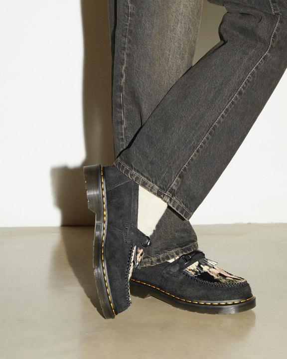 Dr. Martens Adrian Snaffle Hair-on Loafer Black/Beige | SN-DM84482