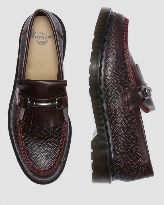 Dr. Martens Adrian Snaffle Pebble Grain Leather Kiltie Loafers Bordeaux | SN-DM84478