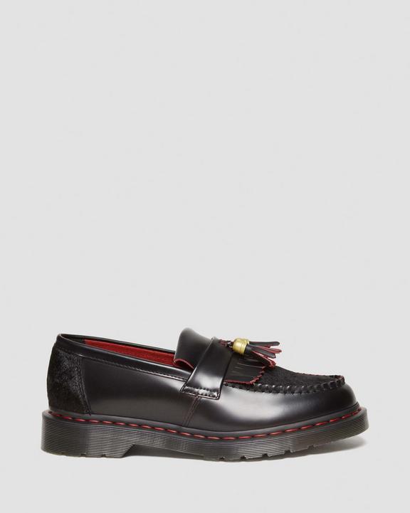 Dr. Martens Adrian Year of the Dragon Hair-On Tassel Loafers Black/Red/Black | SN-DM85000