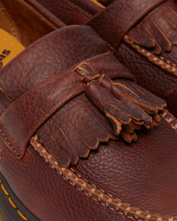 Dr. Martens Adrian Yellow Stitch Ambassador Leather Loafers Marrom | SN-DM84489