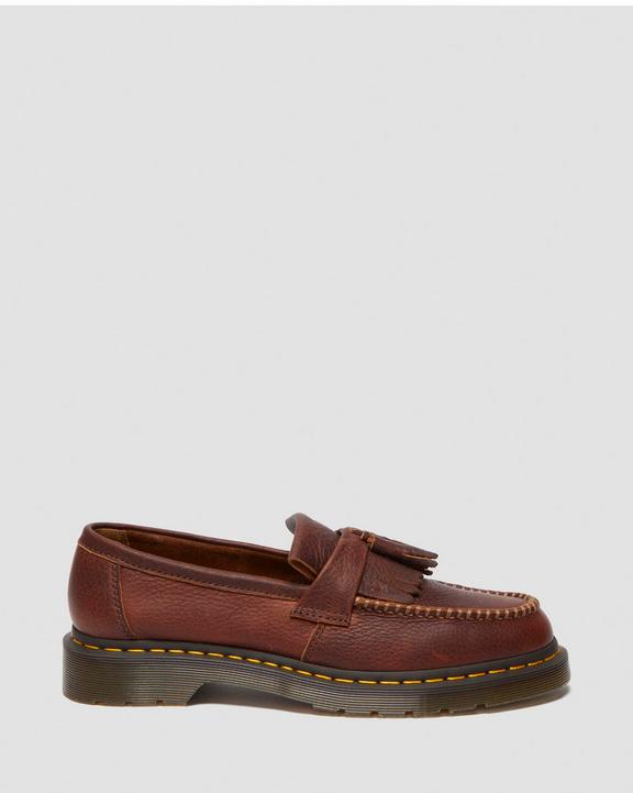 Dr. Martens Adrian Yellow Stitch Ambassador Leather Loafers Marrom | SN-DM84489