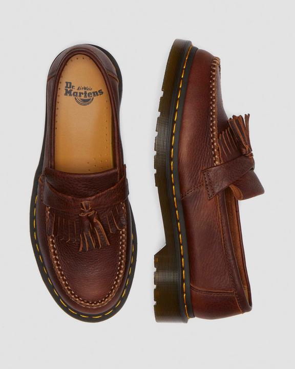 Dr. Martens Adrian Yellow Stitch Ambassador Leather Loafers Marrom | SN-DM84489