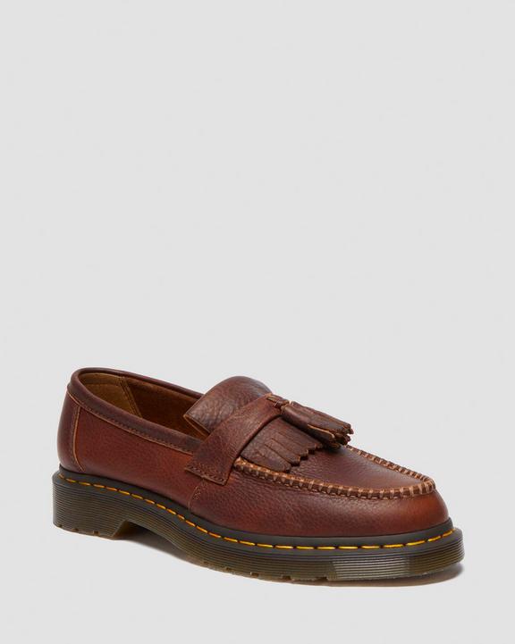 Dr. Martens Adrian Yellow Stitch Ambassador Leather Loafers Marrom | SN-DM84489
