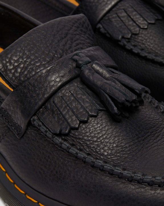 Dr. Martens Adrian Yellow Stitch Ambassador Leather Loafers Pretas | SN-DM84502