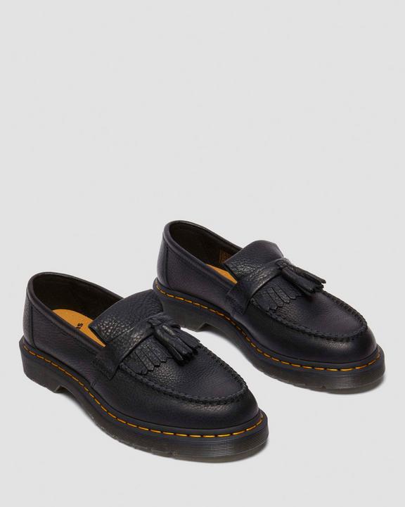 Dr. Martens Adrian Yellow Stitch Ambassador Leather Loafers Pretas | SN-DM84502