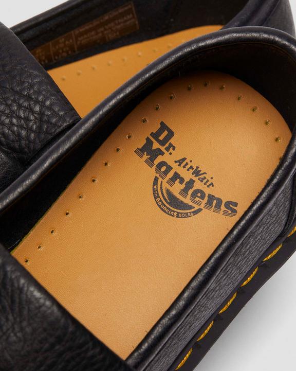 Dr. Martens Adrian Yellow Stitch Ambassador Leather Loafers Pretas | SN-DM84502