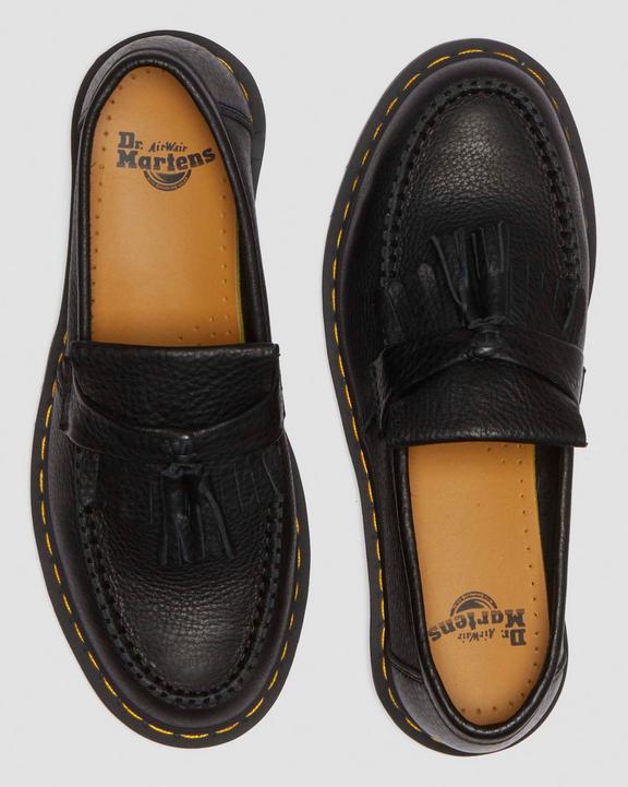 Dr. Martens Adrian Yellow Stitch Ambassador Leather Loafers Pretas | SN-DM84502