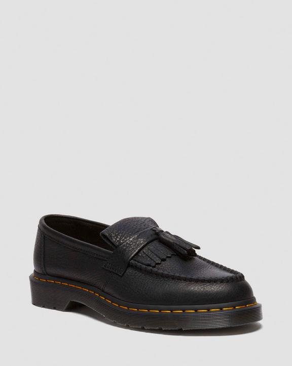 Dr. Martens Adrian Yellow Stitch Ambassador Leather Loafers Pretas | SN-DM84502