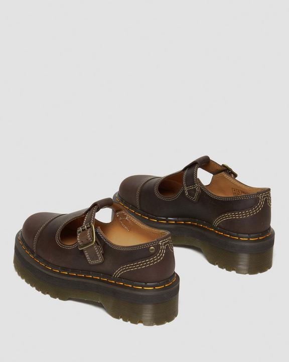 Dr. Martens Bethan Arc Crazy Horse Leather Platform Mary Jane Shoes Marrom Escuro | SN-DM84726