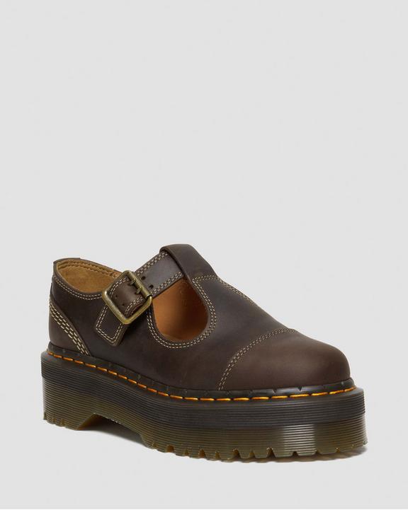 Dr. Martens Bethan Arc Crazy Horse Leather Platform Mary Jane Shoes Marrom Escuro | SN-DM84726