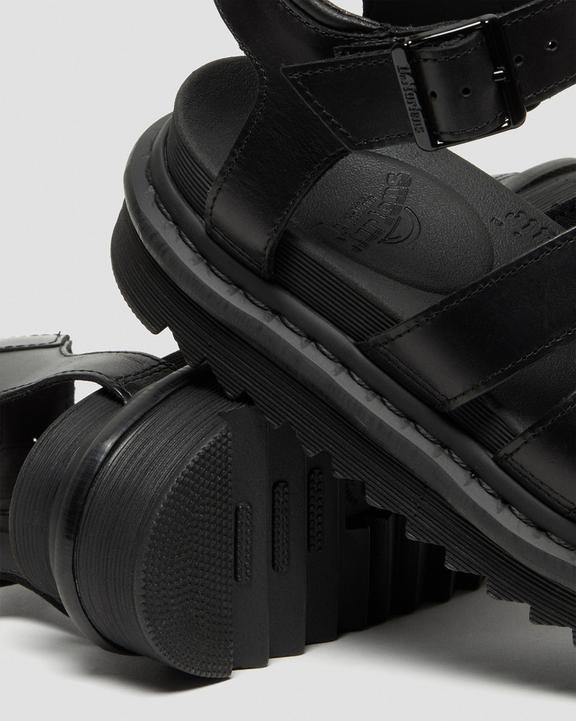 Dr. Martens Blaire Brando Leather Strap Sandals Pretas | SN-DM84636