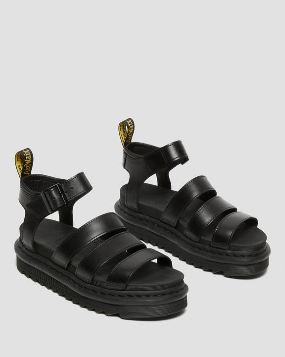 Dr. Martens Blaire Brando Leather Strap Sandals Pretas | SN-DM84636