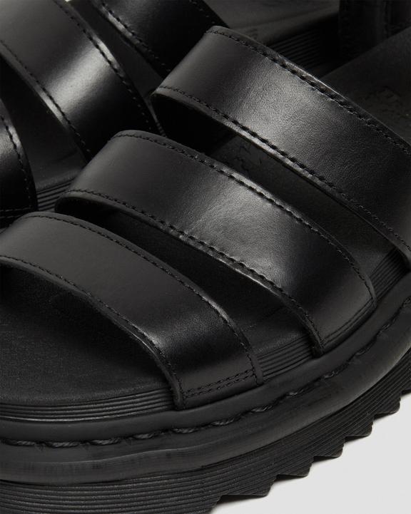 Dr. Martens Blaire Brando Leather Strap Sandals Pretas | SN-DM84636