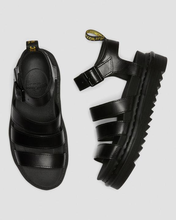 Dr. Martens Blaire Brando Leather Strap Sandals Pretas | SN-DM84636