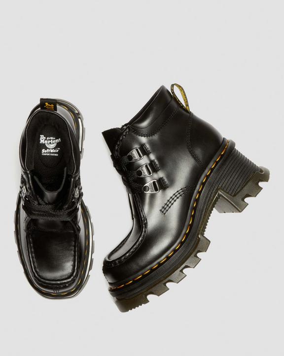 Dr. Martens Corran 3-Eye Atlas Leather Heeled Boots Pretas | SN-DM84372