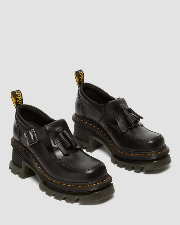 Dr. Martens Corran Atlas Leather Mary Jane Heeled Shoes Pretas | SN-DM84375
