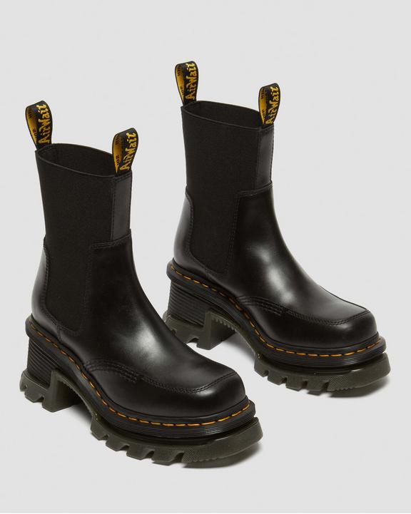 Dr. Martens Corran Chelsea Atlas Leather Heeled Boots Pretas | SN-DM84224