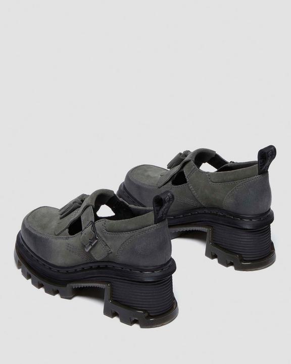 Dr. Martens Corran Waxy Suede Mary Jane Heeled Shoes Cinzentas | SN-DM84389