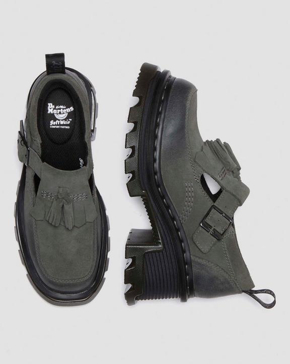 Dr. Martens Corran Waxy Suede Mary Jane Heeled Shoes Cinzentas | SN-DM84389