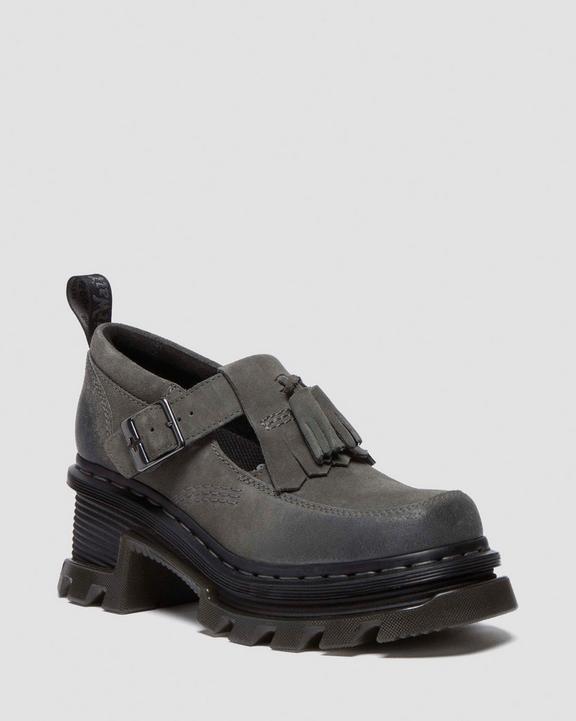 Dr. Martens Corran Waxy Suede Mary Jane Heeled Shoes Cinzentas | SN-DM84470