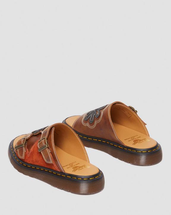 Dr. Martens Dayne Made in England Leather & Suede Applique Slides Laranja | SN-DM85103